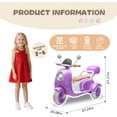 thumbnail image 5 of Track Seven 12V Kids Ride on Motorcycle, 3-Wheel 2-Seater Electric Motorcycle with Dual Motor, Bluetooth, LED Lights, Storage Trunk, Front Hook, Ride on Toy Car for Boys Girls Aged 3+, Purple, 5 of 7
