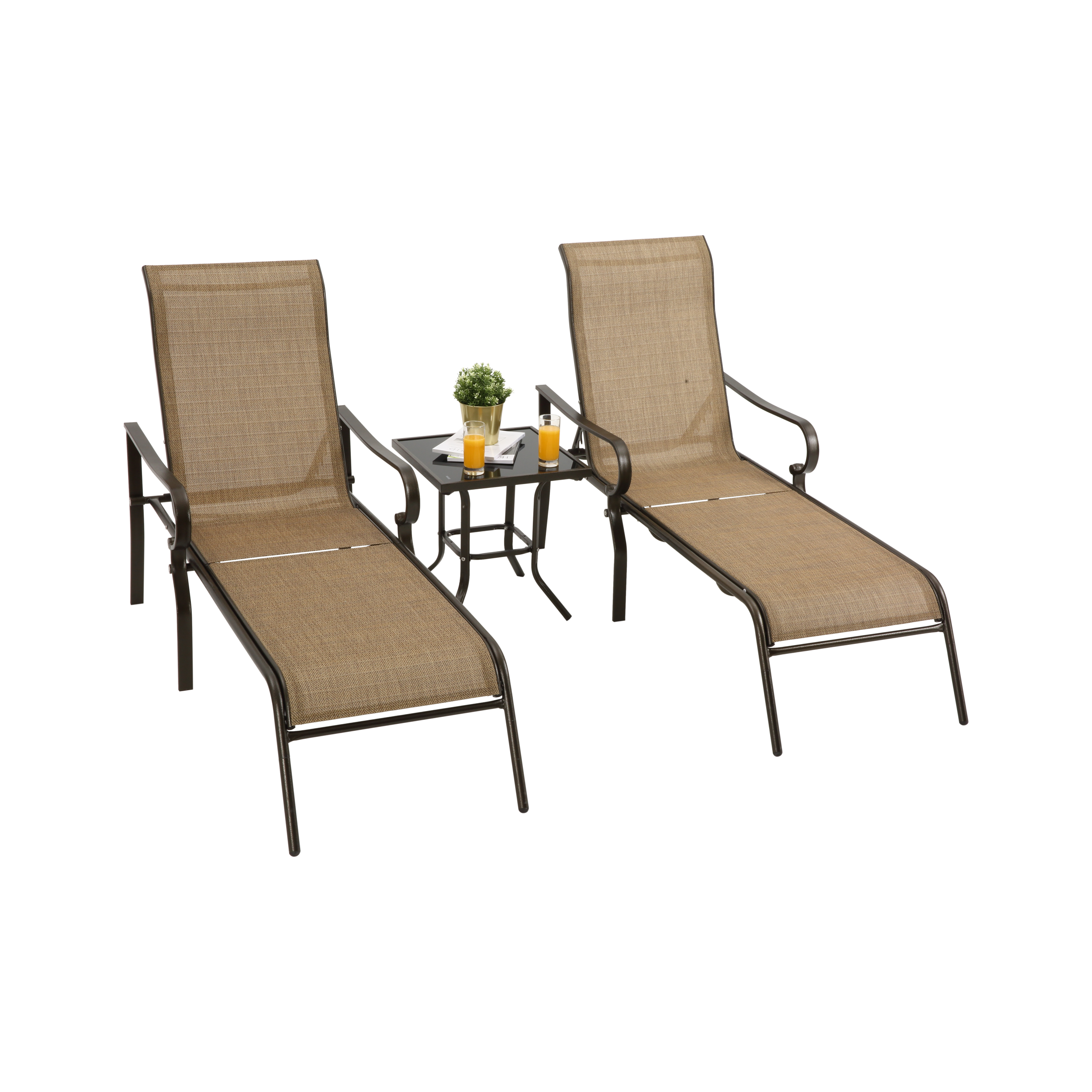 Patio Chaise Lounges Outdoors, Poolside Chairs with Coffee Tabel