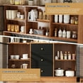 thumbnail image 4 of RichYa Kitchen Storage Pantry 57" Spacious Countertop Hutch with 3 Drawers 3 Cabinets Cup Holder & Power Strip,Buffet Bar Cabinet,Brown, 4 of 8