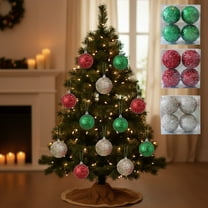 Xuniizn Christmas Ornaments Set - Pearl Sequin Christmas Ball Pendant Christmas Tree Decorations Available In Gold Green And Red, Red