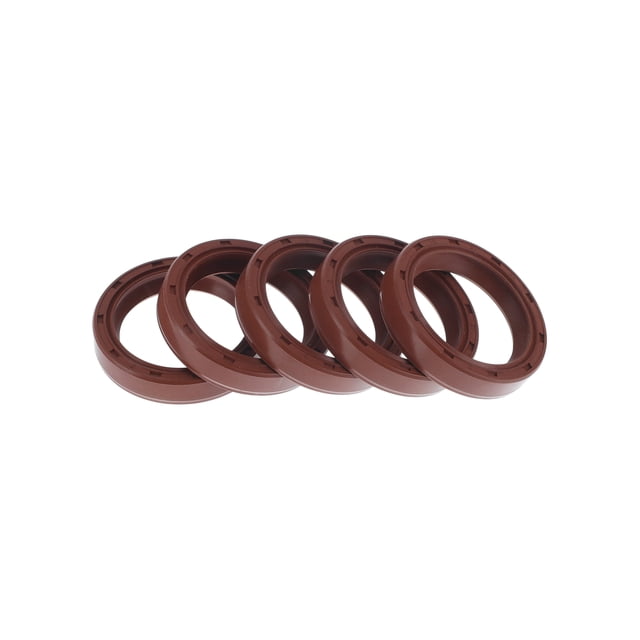 Sello de aceite universal Unique Bargains TC de doble labio con resorte de acero, sello de eje rotativo 27x35x7mm, caucho FKM de alta presión, marrón, 5 piezas