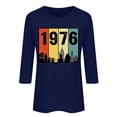 thumbnail image 2 of Uootdi Hauts pour Femmes Manches 3/4 Col Ras du Cou 1976 Imprimé Arc-en-Ciel Rétro Coupe Décontractée T-Shirts Nostalgiques pour Escapade d'Été Cadeau, 2 of 4