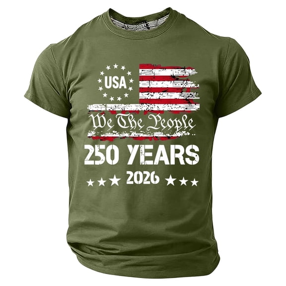 Patriotic Boys Short Sleeve T-Shirt USA 250th Anniversary 1776-2026 Vintage American Flag Top