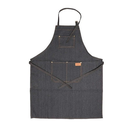 

Professional Barber Denim Apron with Pockets Machine Washable One Size Fits Most Salon Apron for Men Women DIY Chef BBQ Restaurant Grill with Adjustable Neck Strap
