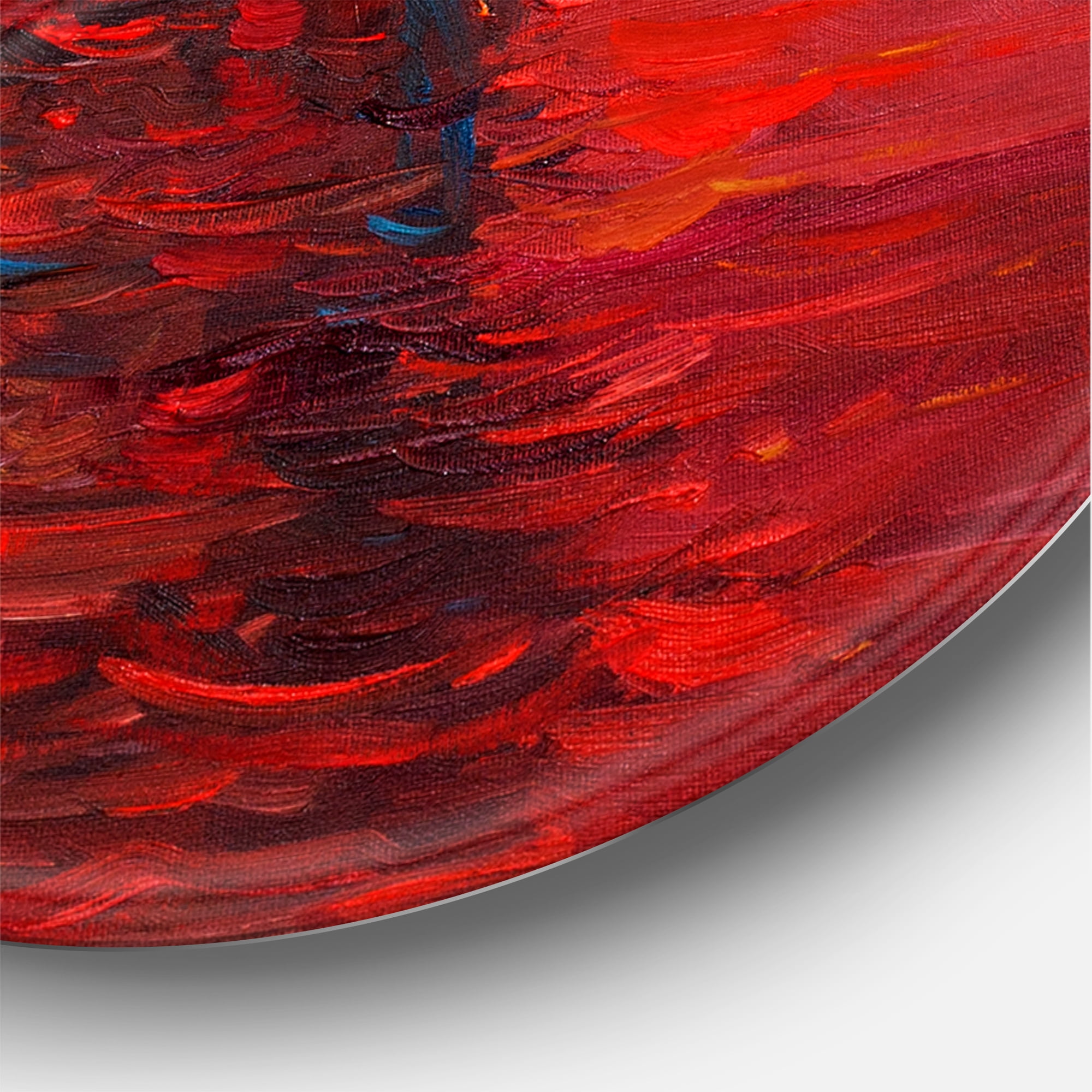 Designart 'Frigat During Red Evening Glow On The Ocean Horizon' Nautical & Coastal Circle Metal Wall Art 23x23 - Disc of 23