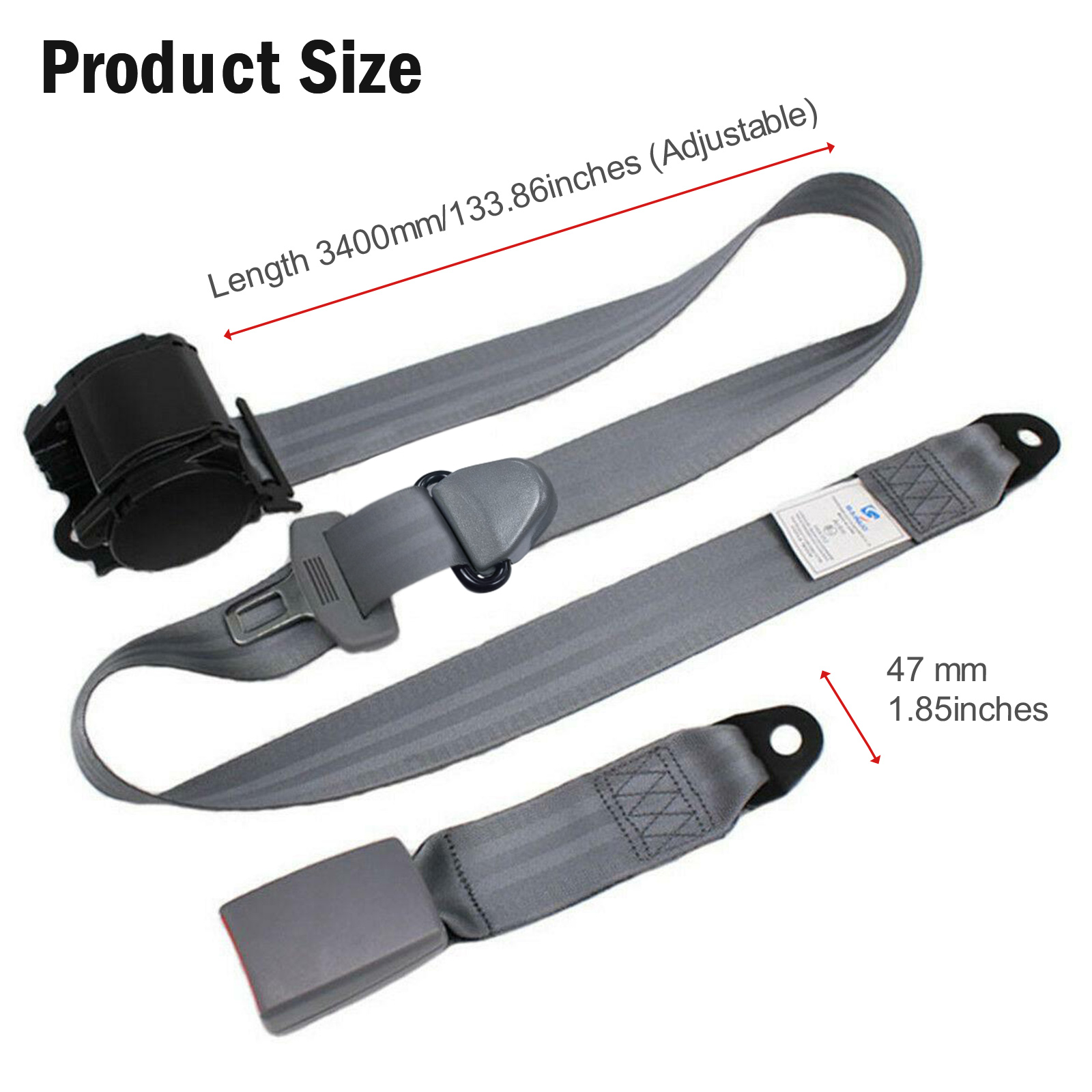 Universal Retractable 3-Point Safety Seat Belt Kit – Black, Adjustable, Easy Install