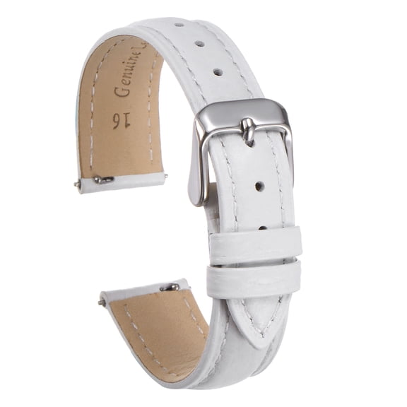 Uxcell Genuine Leather Watch Bands 16mm Flat Quick Replacement Leather Watch Strap Elegant Women Men Watch Straps White