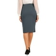 thumbnail image 3 of INSPIRE CHIC Women's Pencil Skirt High Waist Split Hem Invisible Zipper Work Skirt M Grey, 3 of 5