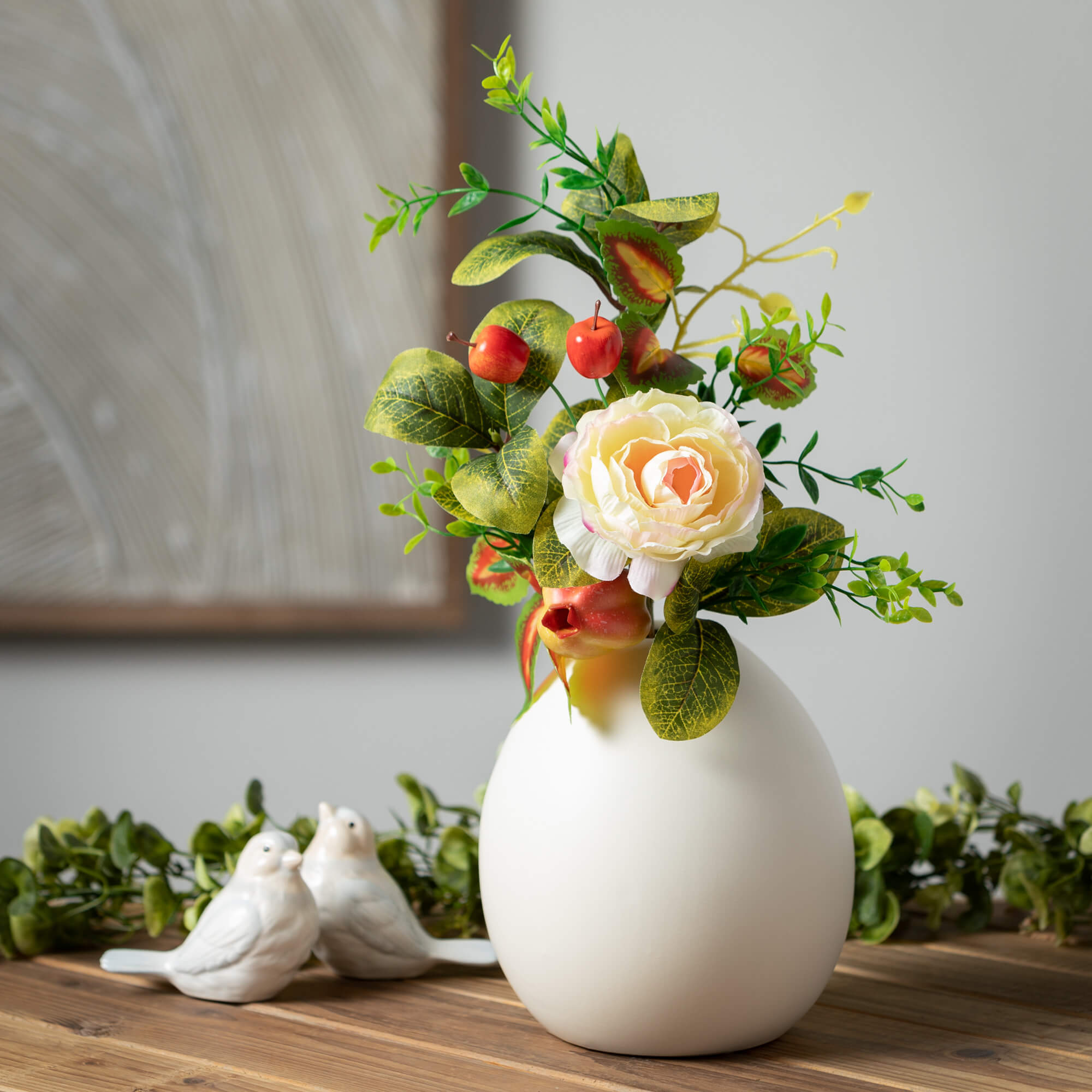 Sullivans 7.5" Modern Matte Ivory Oval Vase, Ceramic