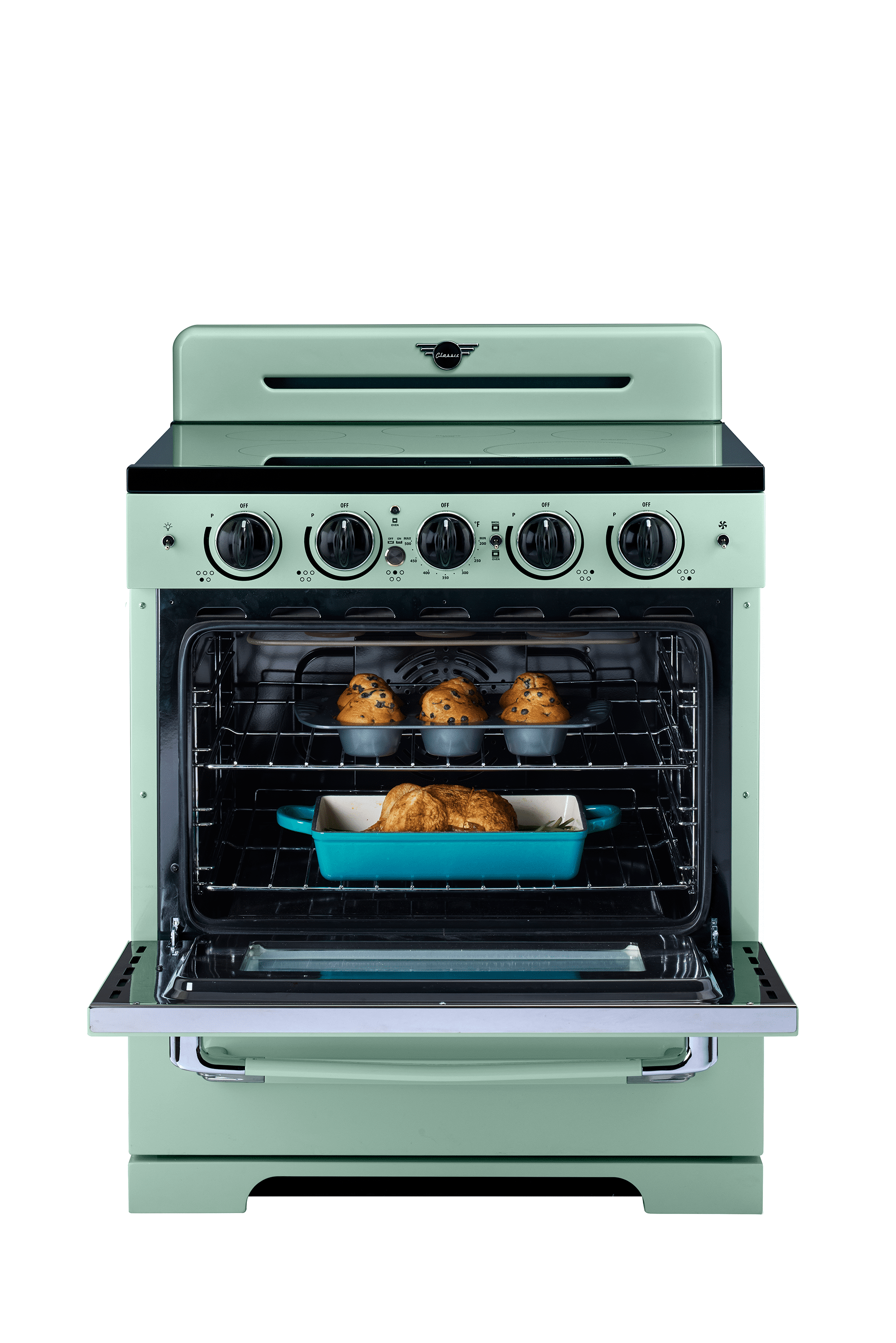 Unique 30' Classic Retro Induction Range, Summer Mint Green