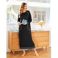 thumbnail image 4 of Ekouaer Women Nightgowns Long Casual Nightdress Long Sleeve Sleepwear with Pocket, 4 of 6