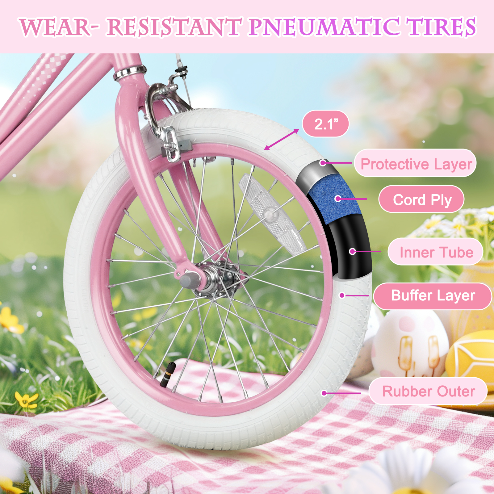 XJD 16" Girls' Bike with Doll Seat and Basket photo 5