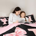 thumbnail image 4 of Erosebridal Bow Monogrammed H Girls Bedding Comforter Set 7 Pieces, Pink Flower Full Bedding Set, 4 of 7