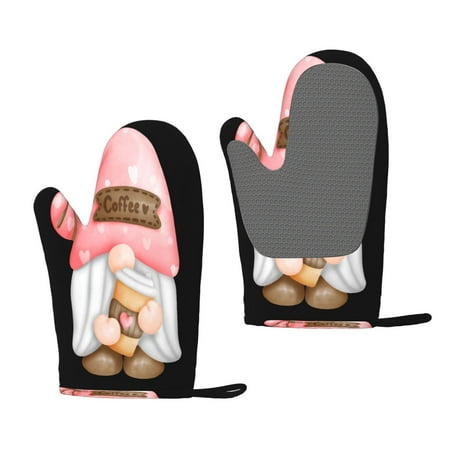 

Zeuib Coffee Gnome (1) Print Oven Mitts Oven Gloves with Non-Slip Silicone Heat and Slip Resistant Cooking Mitt Set for Cooking and Baking (2 Count)