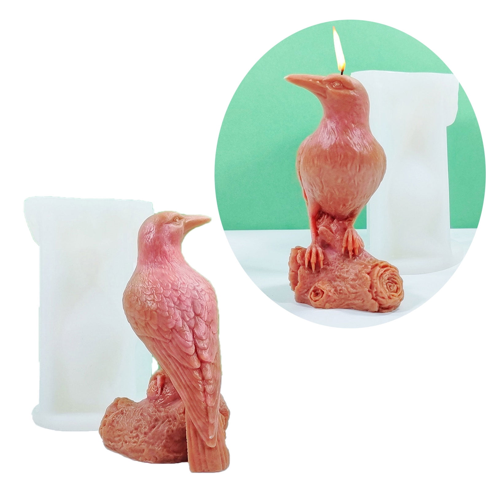 BELOWSYALER Halloween Silicone Moulds 3D Crow Candle Molds Scented Candle Molds Craft Castings Molds Halloween Decorations
