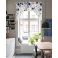 thumbnail image 4 of Navy Blue Flowers Swag Valances for Windows, Small Curtains Drapes, Spring Floral Elegant Pastoral Watercolor Kitchen Window Curtains Over Sink Window Treatment Valance for Bedroom/Bathroom 56"x36", 4 of 5