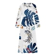 thumbnail image 4 of BangWanChi White Dress Women Women Casual Temperament Elegant Loose Printed Lace Up Button Pleated 3/4 Sleeves Flip Collar Dress, 4 of 5