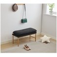 thumbnail image 4 of End of Bed Upholstered Storage Bench with Shelf, Shoe Rack, Linen Fabric, Black Metal Legs, 300 LBS Capacity, 4 of 5
