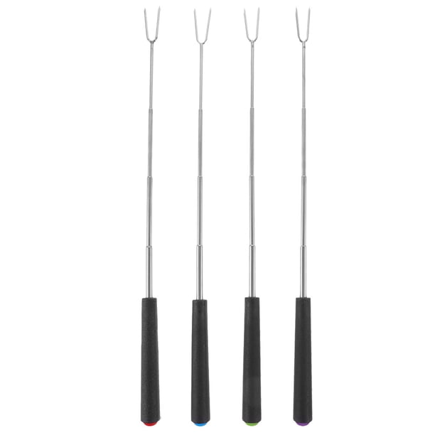 4 Uds. De palitos para asar, palitos para barbacoa, palitos para asar de acero inoxidable, palitos retráctiles para barbacoa