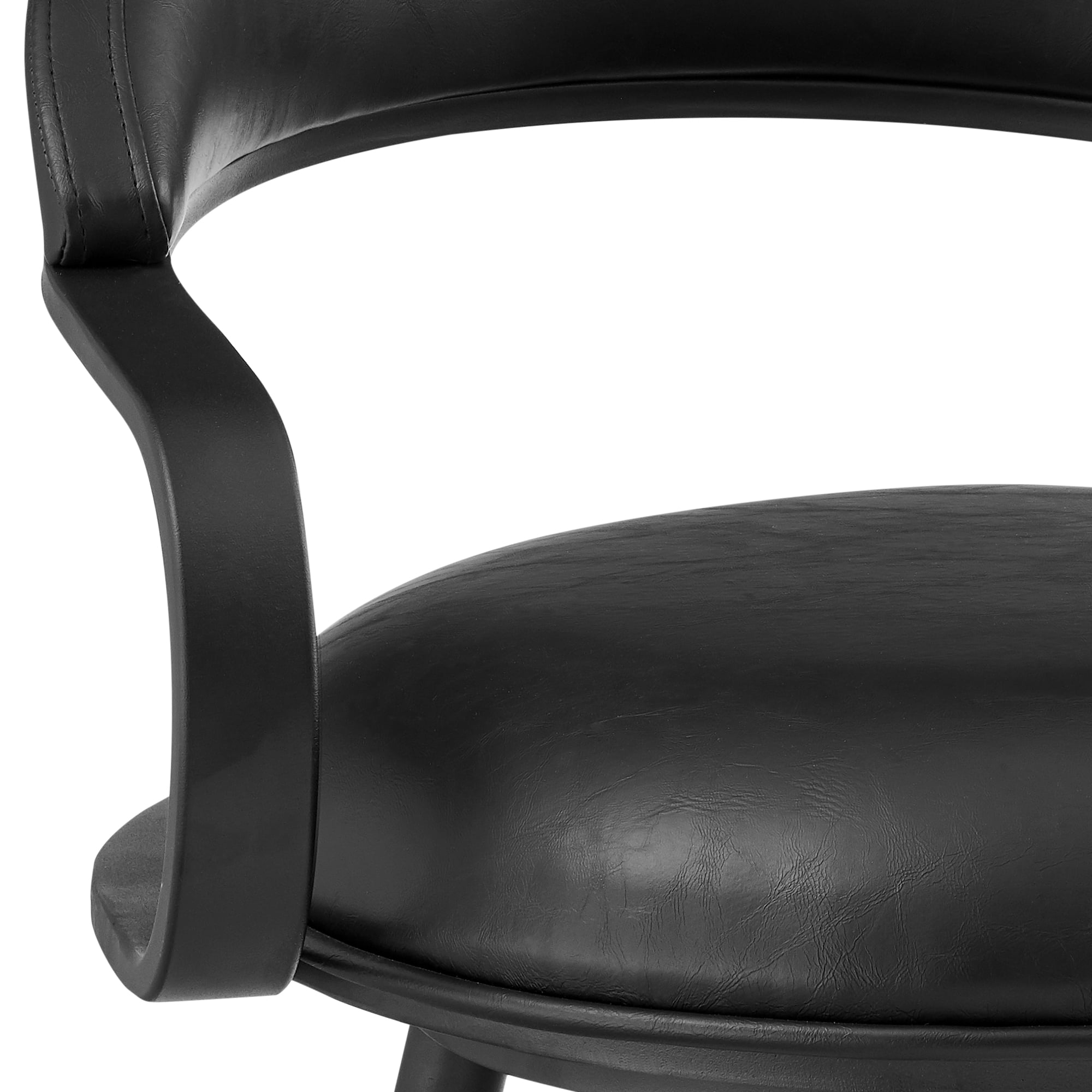 Gardenia 26" Swivel Counter Stool in Black Iron with Vintage Black Faux Leather