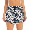 thumbnail image 3 of Uemuo Floral Flowers Blue Pattern Women's Athletic Shorts High Waisted Running Shorts with Liner Pockets Gym Elastic Workout Shorts-, 3 of 9