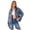 Washed Blue, variant on Denim Jacket Coat for Women with Flap Chest Pockets Casual Oversized, Size 8-18