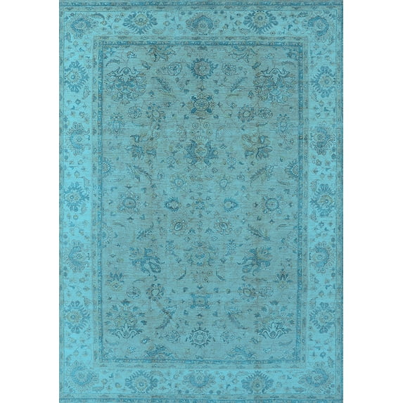 Ahgly Company Indoor Rectangle Oriental Light Blue Traditional Area Rugs, 8' x 12'