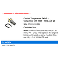 thumbnail image 2 of Coolant Temperature Switch - Compatible with 2009 - 2016 Audi Q5 2010 2011 2012 2013 2014 2015, 2 of 2