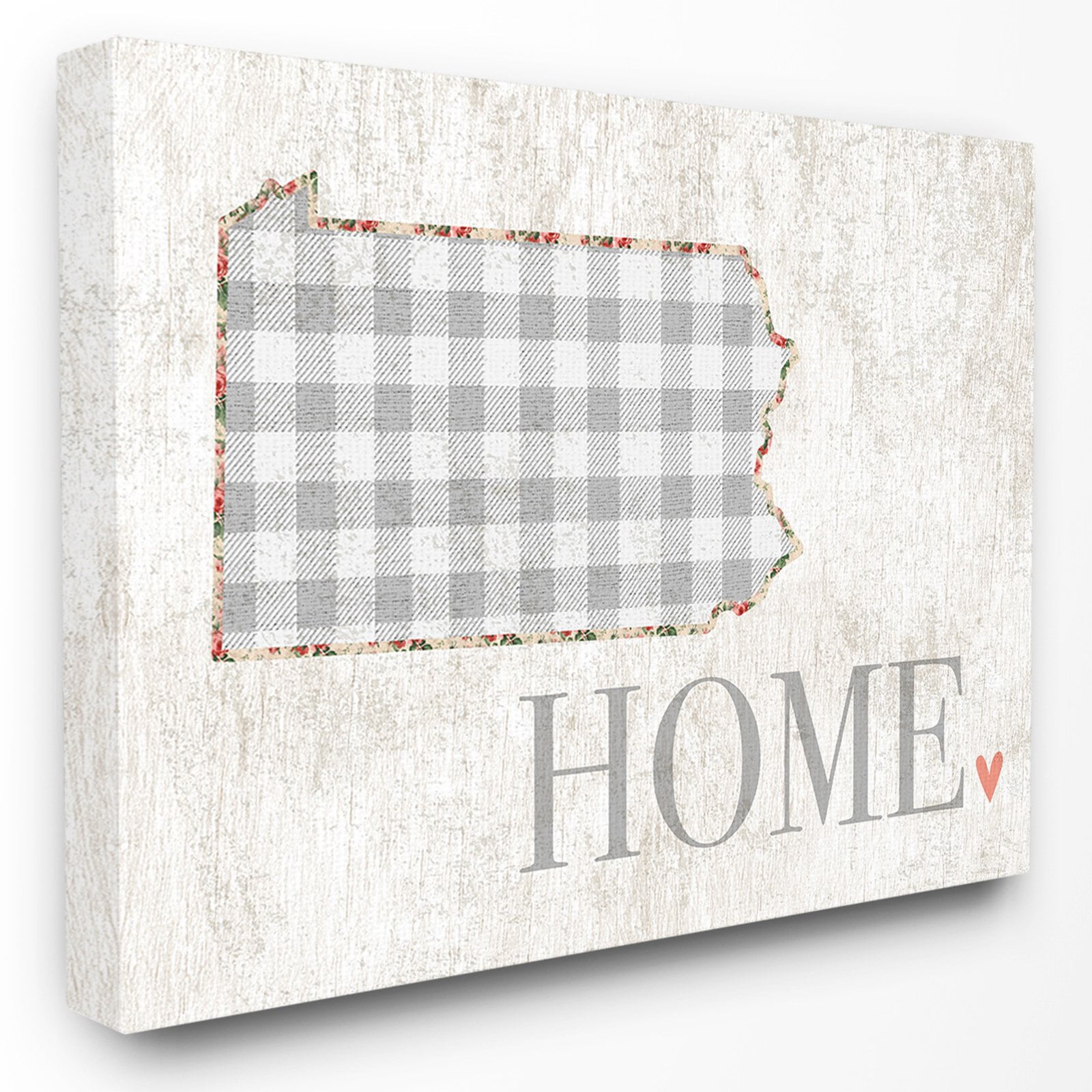 The Stupell Home Decor Collection Gingham Pennsylvania Heart and Home Wall Art