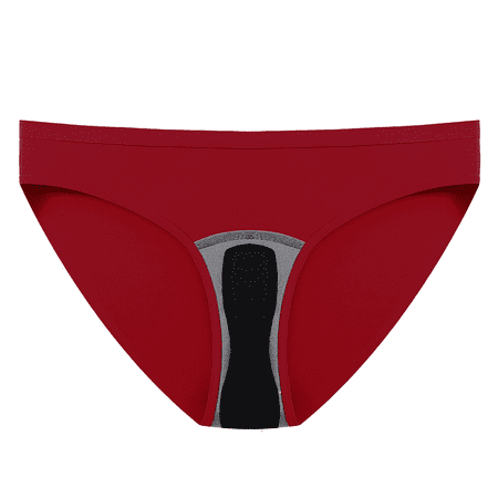 Fulorrnie Underwear for Women Plus Size Seamless Leakproof Comfort Panty Period Briefs Elastic Waist Waistband Panties Red 2XL