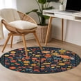 thumbnail image 4 of Boho Flowers Round Area Rug 3.3Ft Washable Circle Rugs for Dining Room Table, Spring Abstract Watercolor Floral Leaf Non-Slip Carpet Floor Mats Indoor Outdoor Carpet Runner Aesthetic Home Decor, 4 of 8