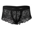 thumbnail image 4 of 2 Piezas Sexy Hombres Encaje Transparente Ver A Través De Bragas Calzoncillos Ropa Interior Lencería SM SunniMix bragas de encaje de flores para hombres, 4 of 8