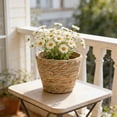 thumbnail image 5 of syligr Woven Flower Pot Storage Basket 8x6.7x6", Imitation Rattan Planter Holder, Plastic Faux Woven Basket for Indoor Plants, Home Garden Decor, Decorative Pot Cover, Gift for Plant Lovers, 5 of 6