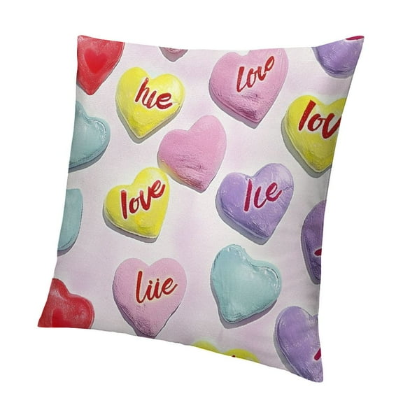 BANET Valentine’s Day Conversation Cute Throw Pillow Covers, Candy Cushion Cases, Short Plush Valentine Pillow Cases for Couch Sofa Home Decor 12x12in