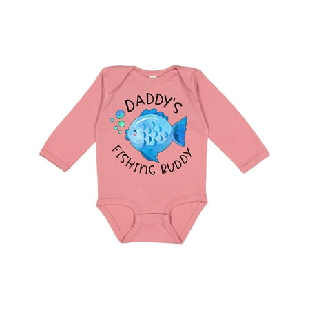 

Inktastic Daddy s Fishing Buddy with Cute Blue Fish Gift Baby Boy or Baby Girl Long Sleeve Bodysuit