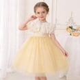 thumbnail image 6 of DAETIROS Girls Tulle Birthday Party Dress Ruffle Tutu Princess Gown with Beaded Waist Soft Formal Flower Girl Dress for Wedding Holiday Beige Sizes 4-12,Size 8-9T, 6 of 7