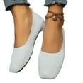 thumbnail image 2 of Kidagic Women's On Loafers Comfortable Square Toe Flat Shoes Lightweight Breathable Walking Casual Footwear(Color:White,Size:5), 2 of 8