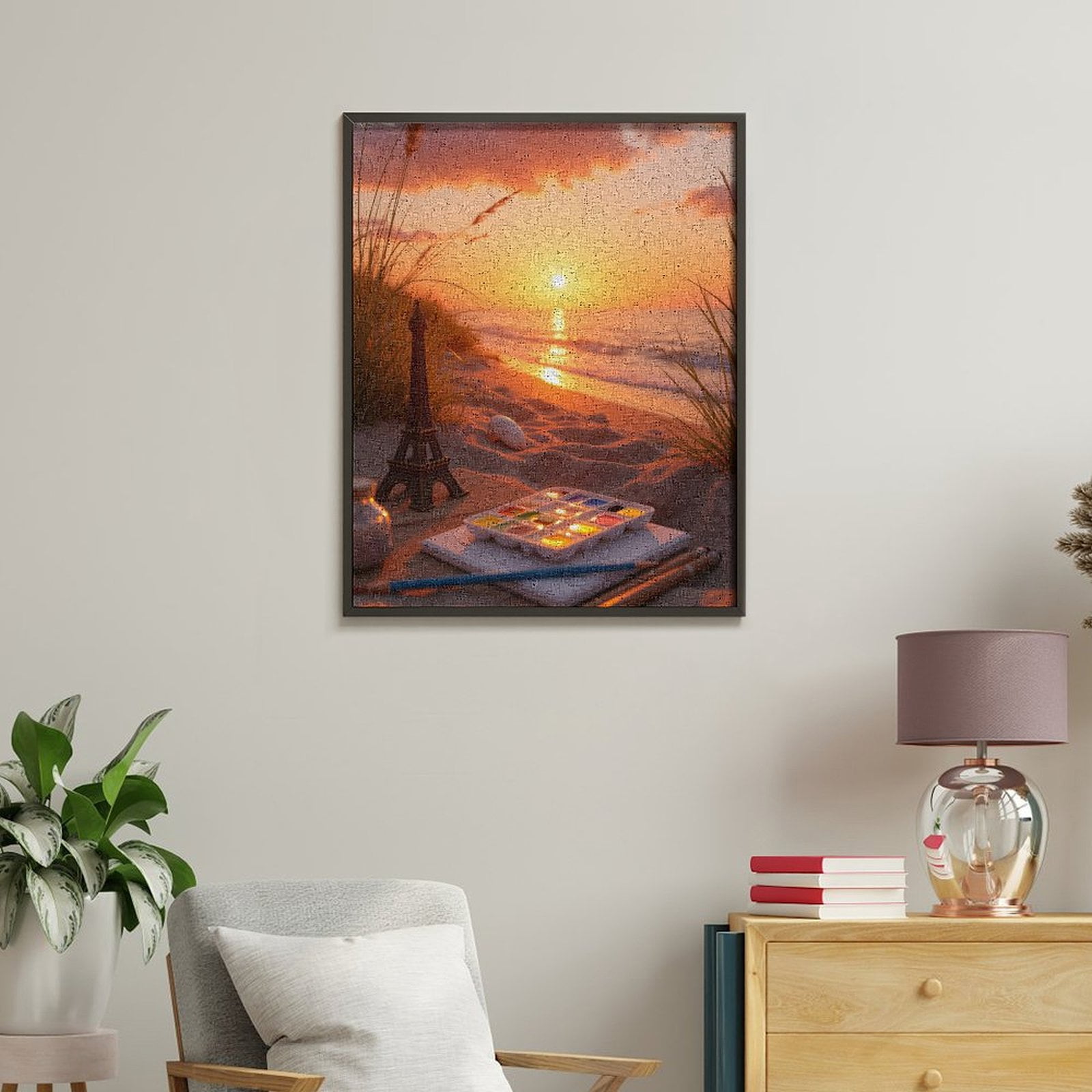 Paint By Numbers Kit for Adults Beginner - Sunset Beach Art Supplies Relaxation DIY Canvas Painting Kits for Adults, Frameless Paint By Number for Adults for Home Wall Decor 16x20 Inch