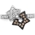 thumbnail image 5 of Sterling Silver Rhodium Clear & Champagne Cz Stars Ring (Size 7) Made In China qr2758-7, 5 of 5