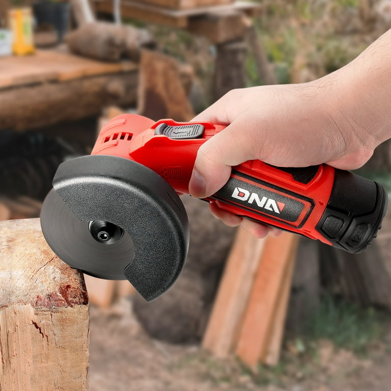 DNA Motoring TOOLS-00172 Cordless Angle Grinder 12V Variable Speed with  Spindle Lock Button & Battery Indicator Red