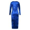 thumbnail image 6 of Mceream Velvet Bodycon Midi Dress for Women – High Slit, Long Sleeve, Figure Hugging Fit, Stretchy Fabric for Party, Cocktail & Night Out Events Blue XXXXL, 6 of 8
