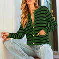 thumbnail image 3 of Generic Womens Striped Cardigan Sweaters Button Down Cropped Knit Lady Jackets Coat 2026 Fall Outfits Trendy Clothes, 3 of 7