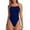 Navy, variant on Women's One Piece Swimsuits Ruched Slimming Bathing Suits Square Neck Adjustable Spaghetti Straps Swimwear