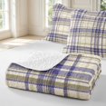 thumbnail image 4 of Manfei Modern Checkered Quilt King,Geometric Check King Coverlet Set,Beige Purple,3 Pieces,1 Bedspread and 2 Pillowcases, 4 of 7