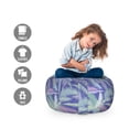 thumbnail image 2 of Hawaiian Storage Toy Bag Chair, Ornamental Palm Leaf Silhouettes in Repetitive Pattern Art Print, Stuffed Animal Organizer Washable Bag, Large Size, Dark Violet and Multicolor, by Ambesonne, 2 of 3