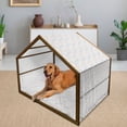 thumbnail image 2 of Travel Pet House, Vintage Old Rubber Stamps Tourist Passport Visa Certificate Vacation Holiday Theme, Outdoor & Indoor Portable Dog Kennel with Pillow and Cover, 5 Sizes, Multicolor, by Ambesonne, 2 of 4