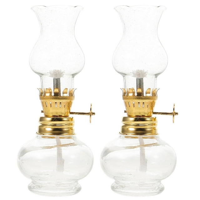 2 Unids Lámpara De Aceite Vintage Lámpara De Aceite De Vidrio Lámpara De Queroseno Pequeña Para El Hogar Pantalla De Lámpara De Queroseno De Escritorio Parte Lámpara De Queroseno De Mesa Con Mecha