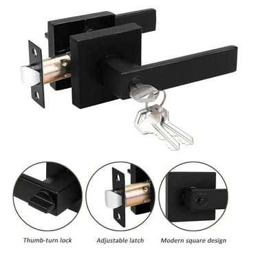 Wallfire Entry Door Handle with Lock 3 Key, Heavy  Door Handle Locking, Entry Lever Door Handle, Exterior Door Lever,Handle Right/Left Door Handling,Black