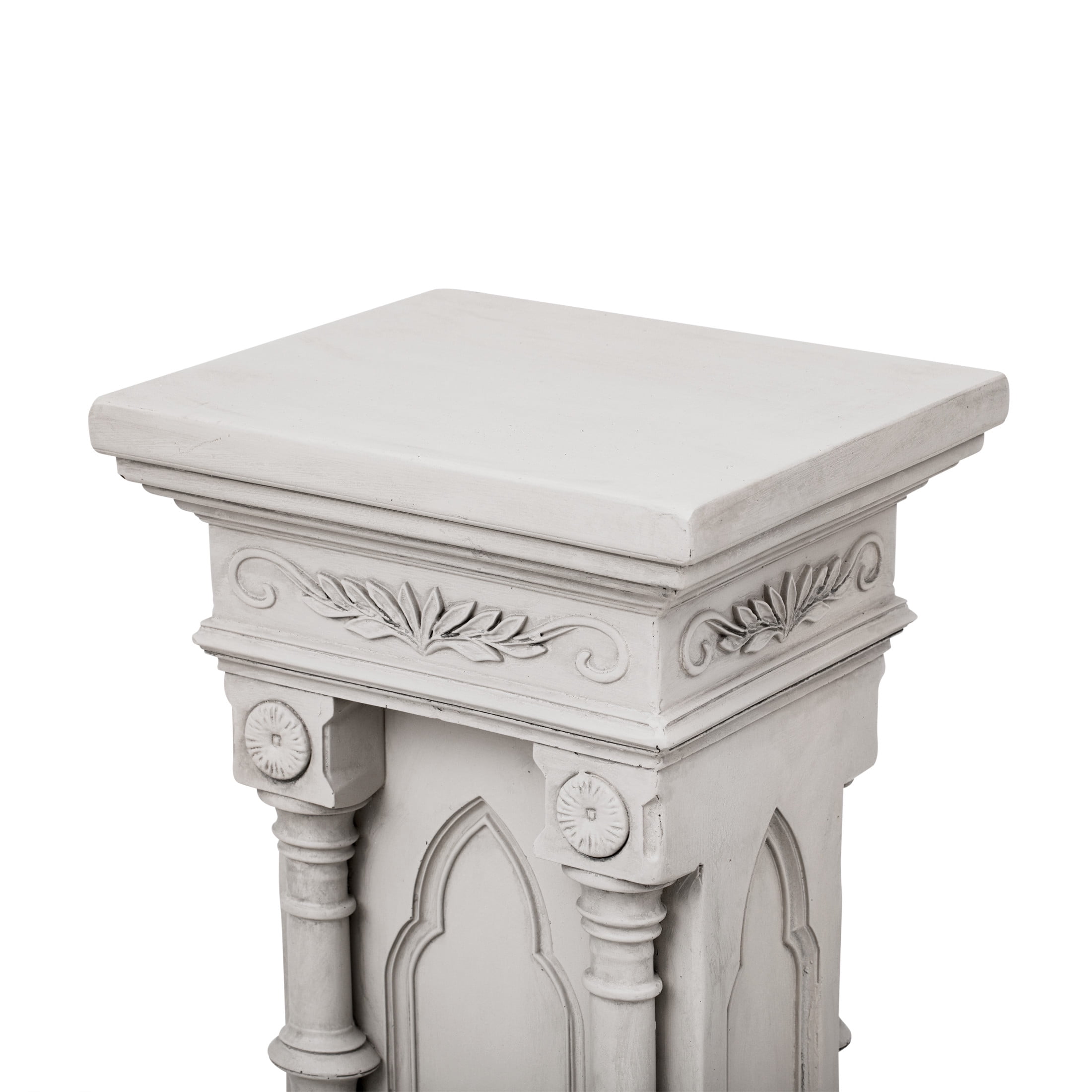 Christopher Knight Home Gothic Floral Pedestal Plant Stand, Decorative Display Column, Antique White