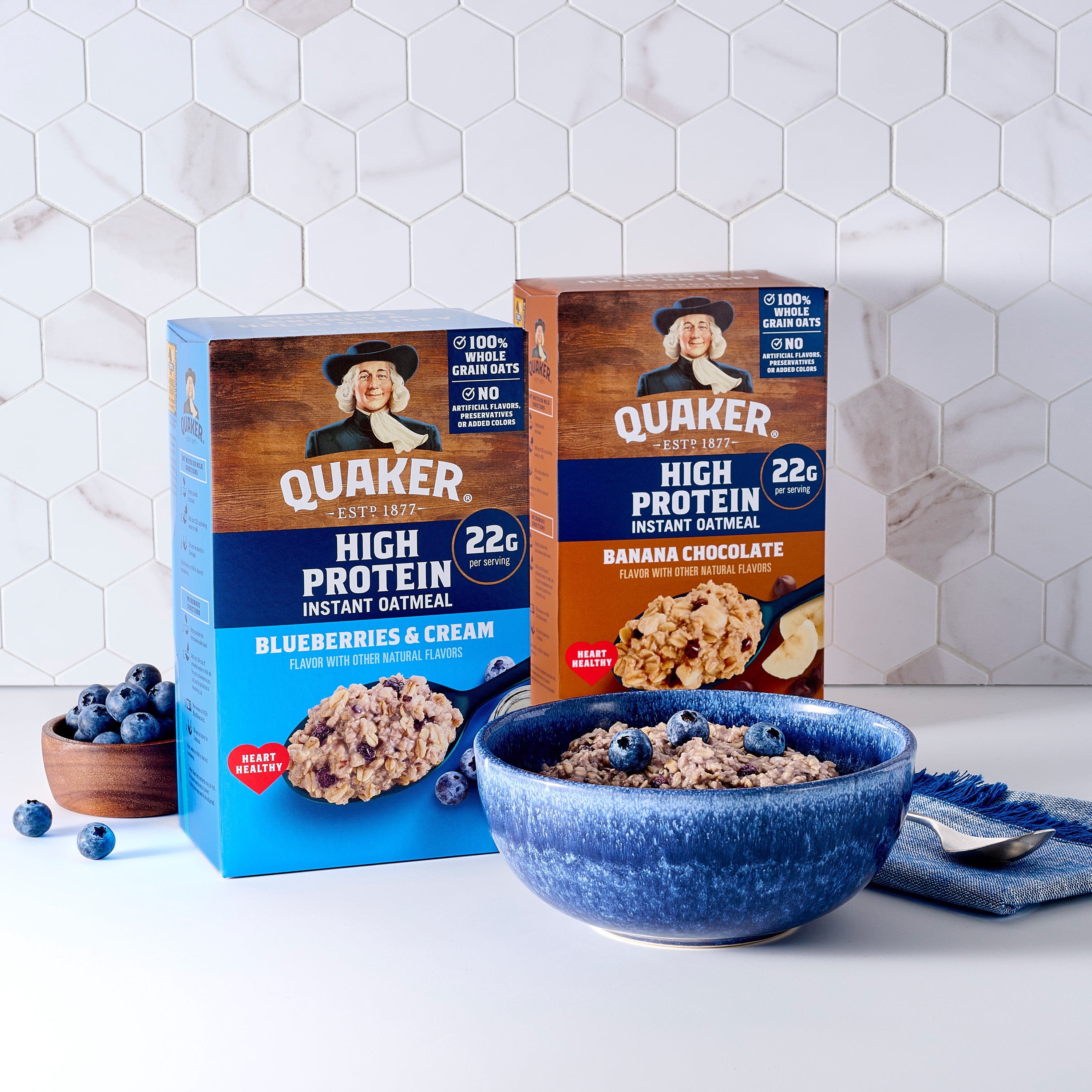 Quaker High Protein Banana Chocolate Instant Oatmeal Packets, 2.75 oz (4 Count)​